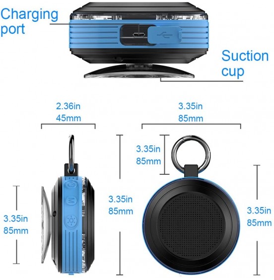 Bluetooth Shower Speaker, IPX7 Waterproof Portable Speaker with LED Light, Suction Cup, Hook, Stereo Sound, True Wireless Stereo Mini Speaker with Built-in Mic, FM Radio, for Bathroom, Pool, Outdoors Bluetooth Shower Speaker, IPX7 Waterproof Portable Speaker with LED Light, Suction Cup, Hook, Stereo Sound, True Wireless Stereo Mini Speaker with Built-in Mic, FM Radio, for Bathroom, Pool, Outdoors